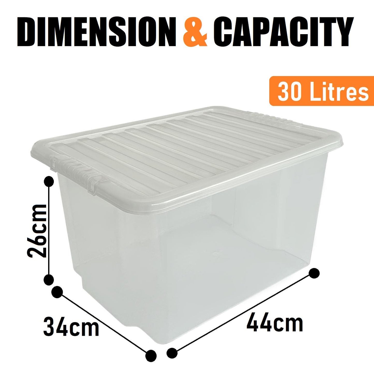 30L Storage Box & Clear Lid