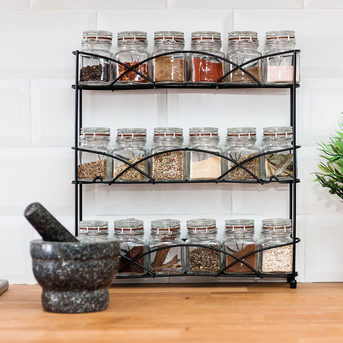 3 Shelf Jet Black Spice Rack