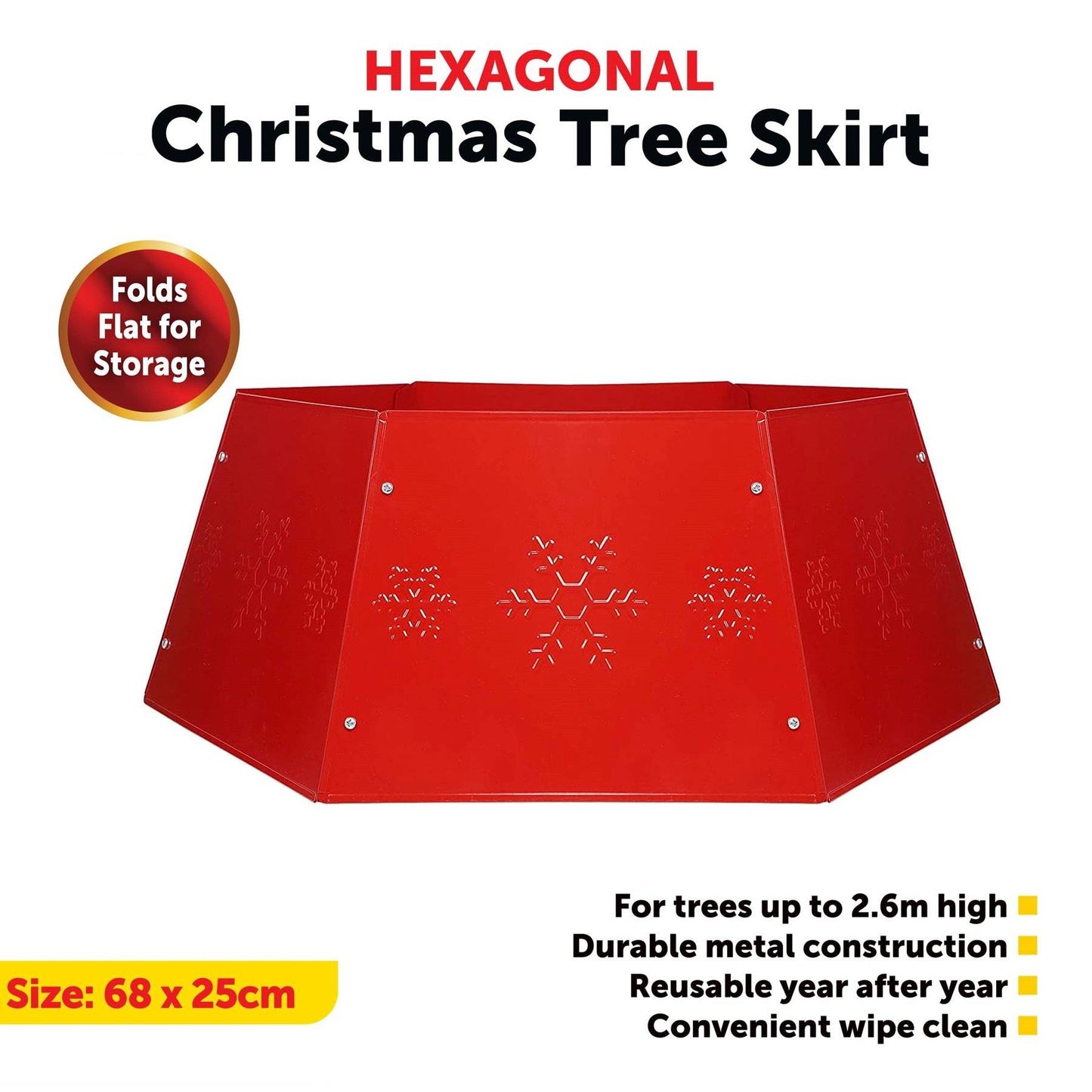 Hexagonal Metal Tree Skirt - Red