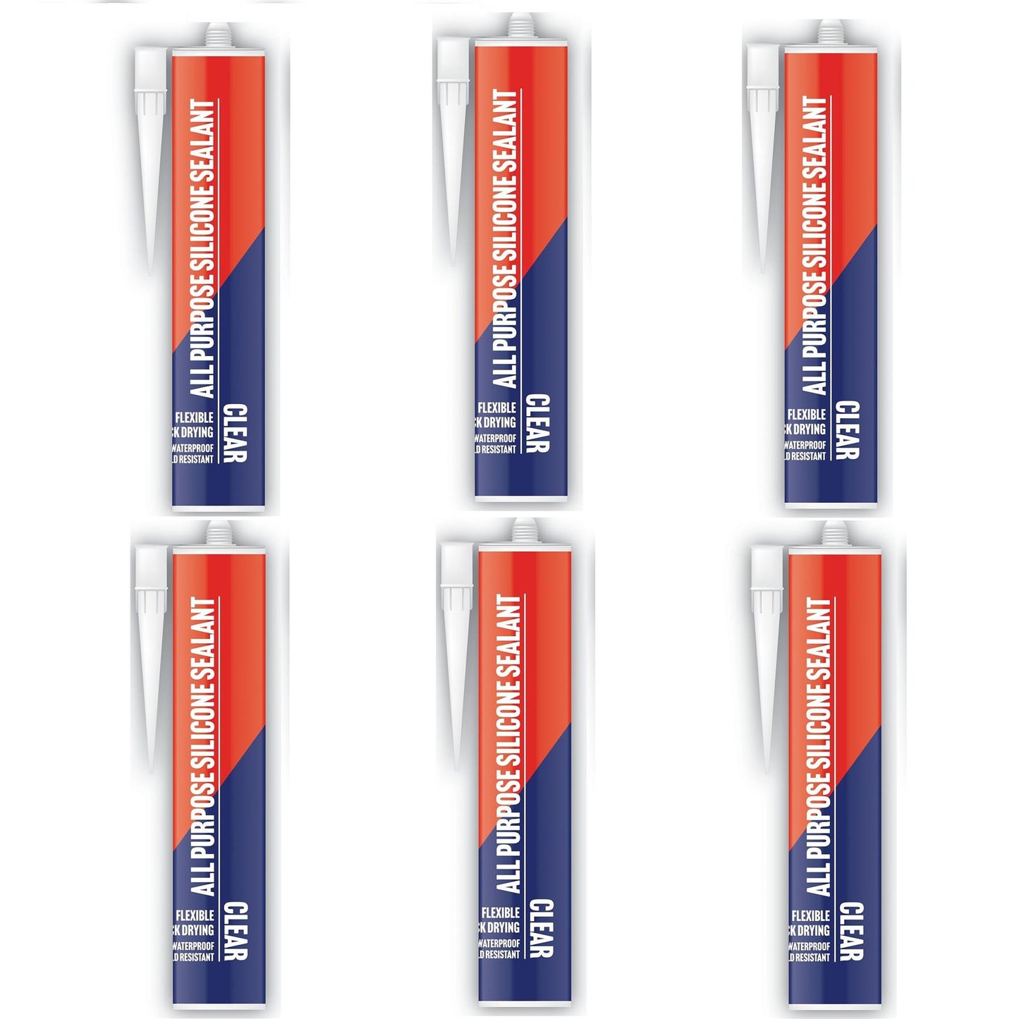 6 x All Purpose Clear Silicone Sealant 260ML