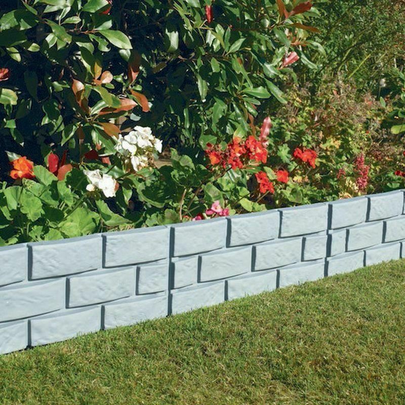 12Pk Brick Effect Garden Fence Set (Grey)