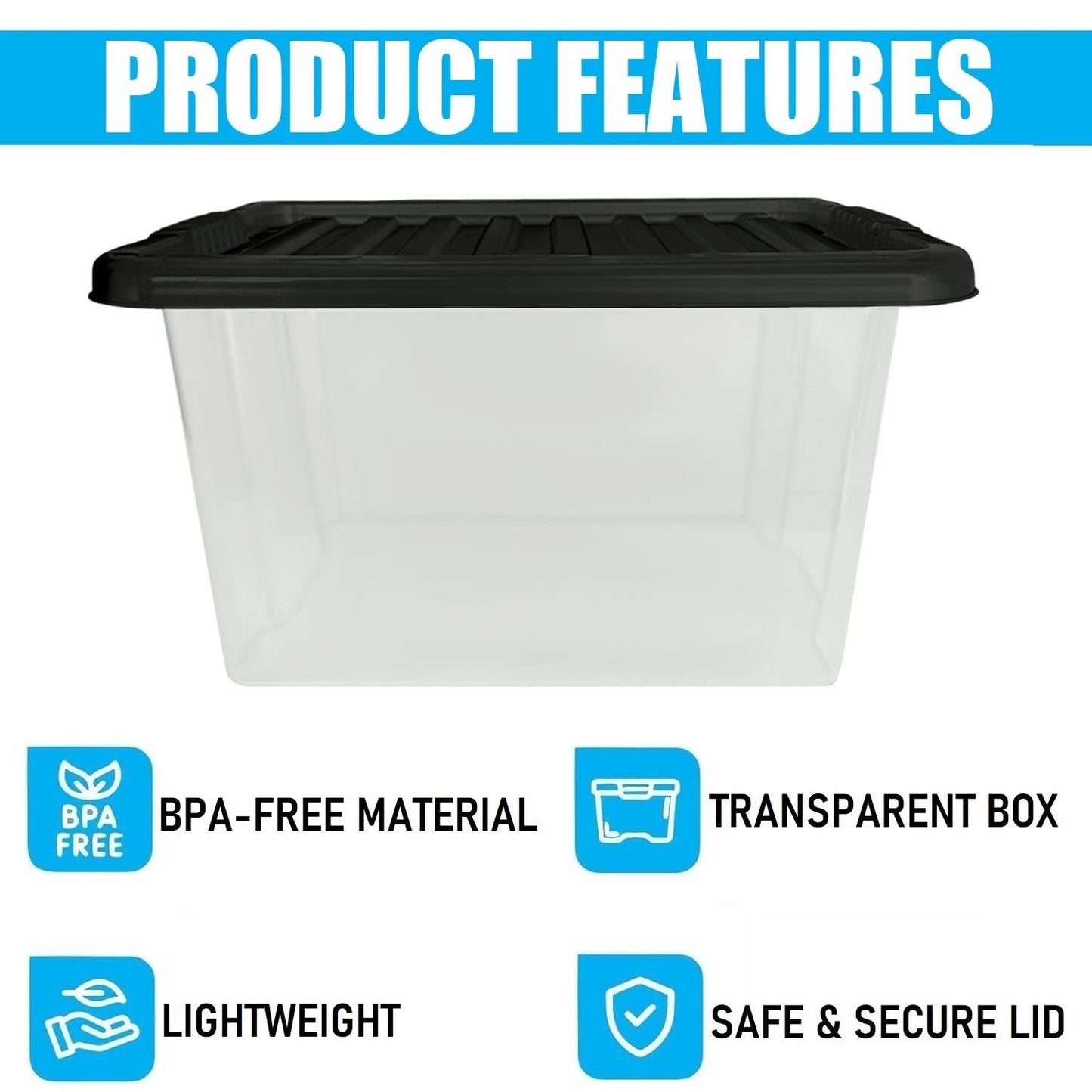 35L Storage Box & Black Lid