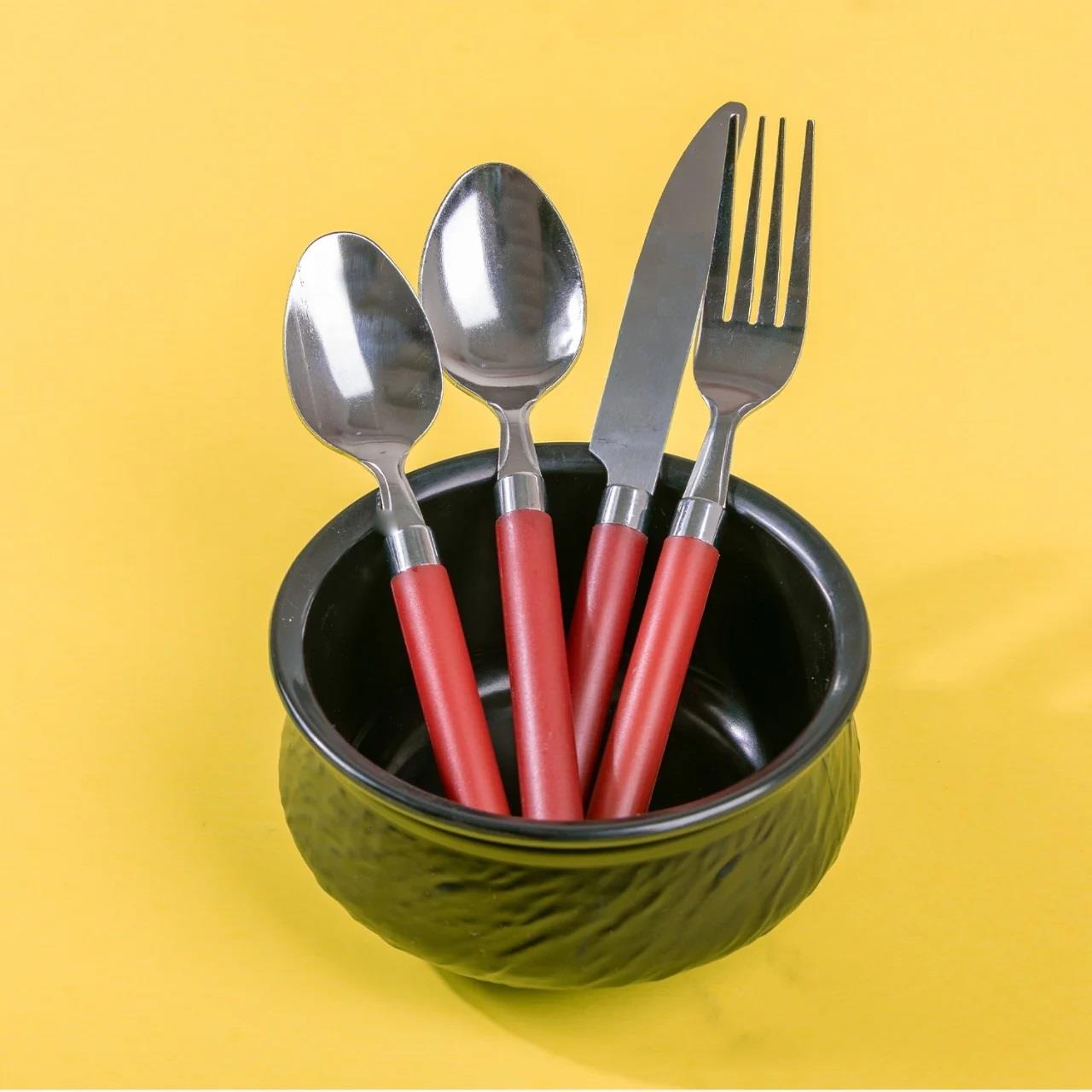 16pc Red Handle Cutlery Set
