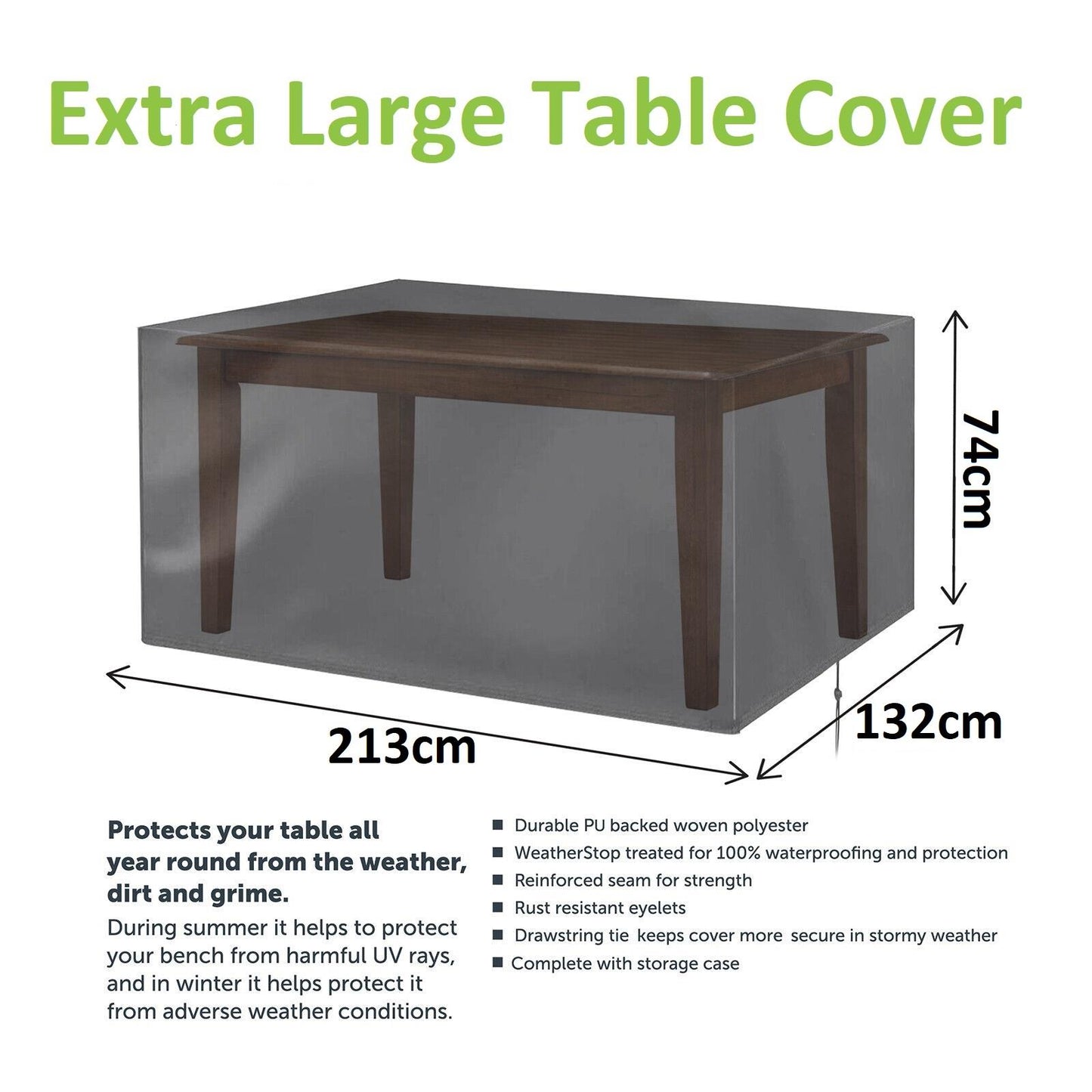 Woven Garden Table Cover 213x132x74