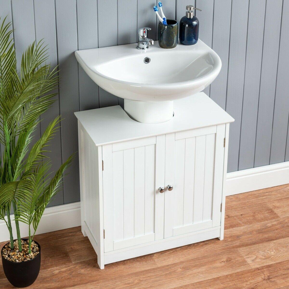 White Under Sink Cabinet.