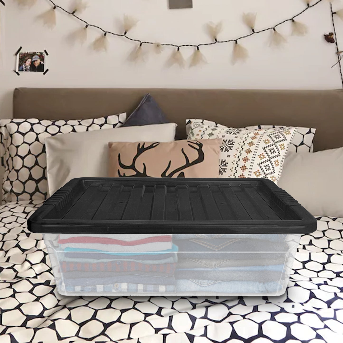 32L Under Bed Box & Black Lid