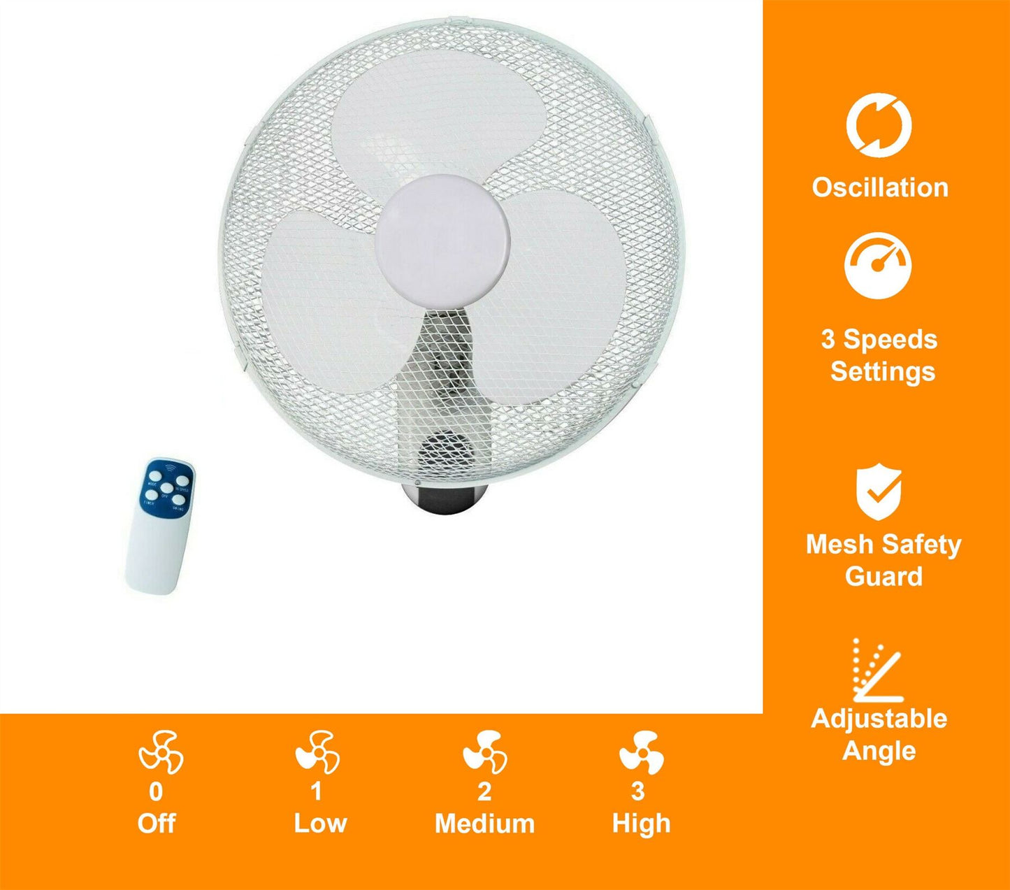 16" Wall Fan with Remote