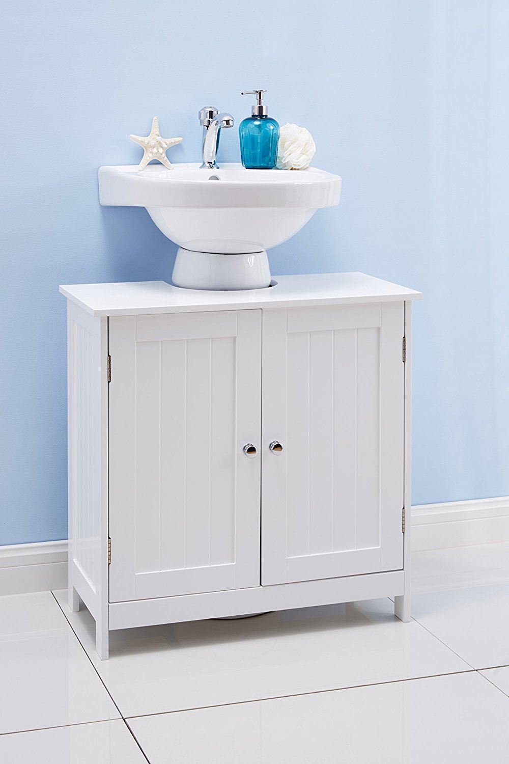 White Under Sink Cabinet.