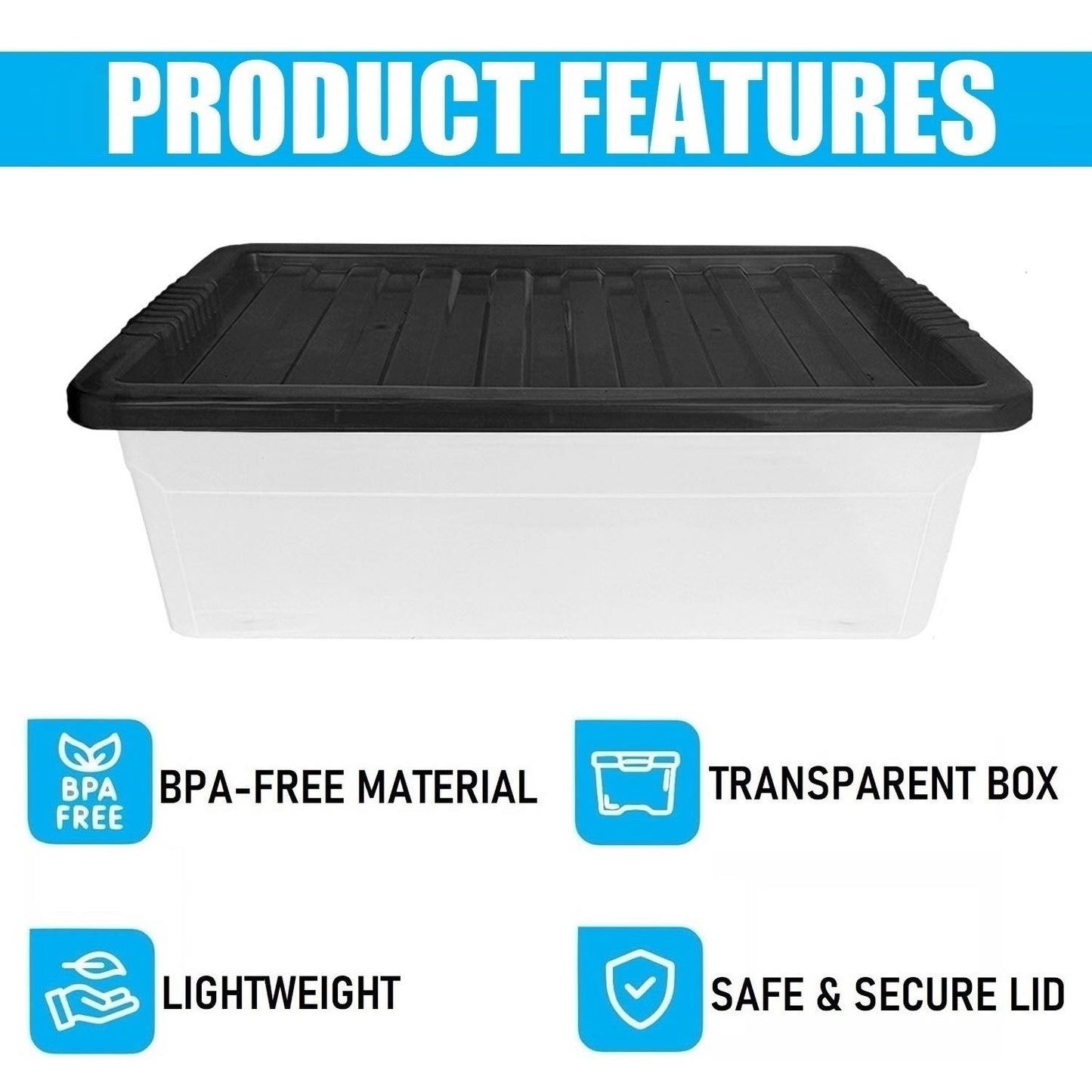 32L Under Bed Box & Black Lid