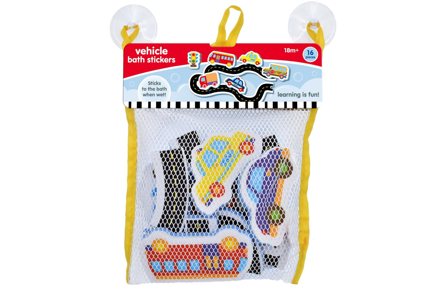 16pc Eva Bath Toys - Vehicles - Hanging Net Bag