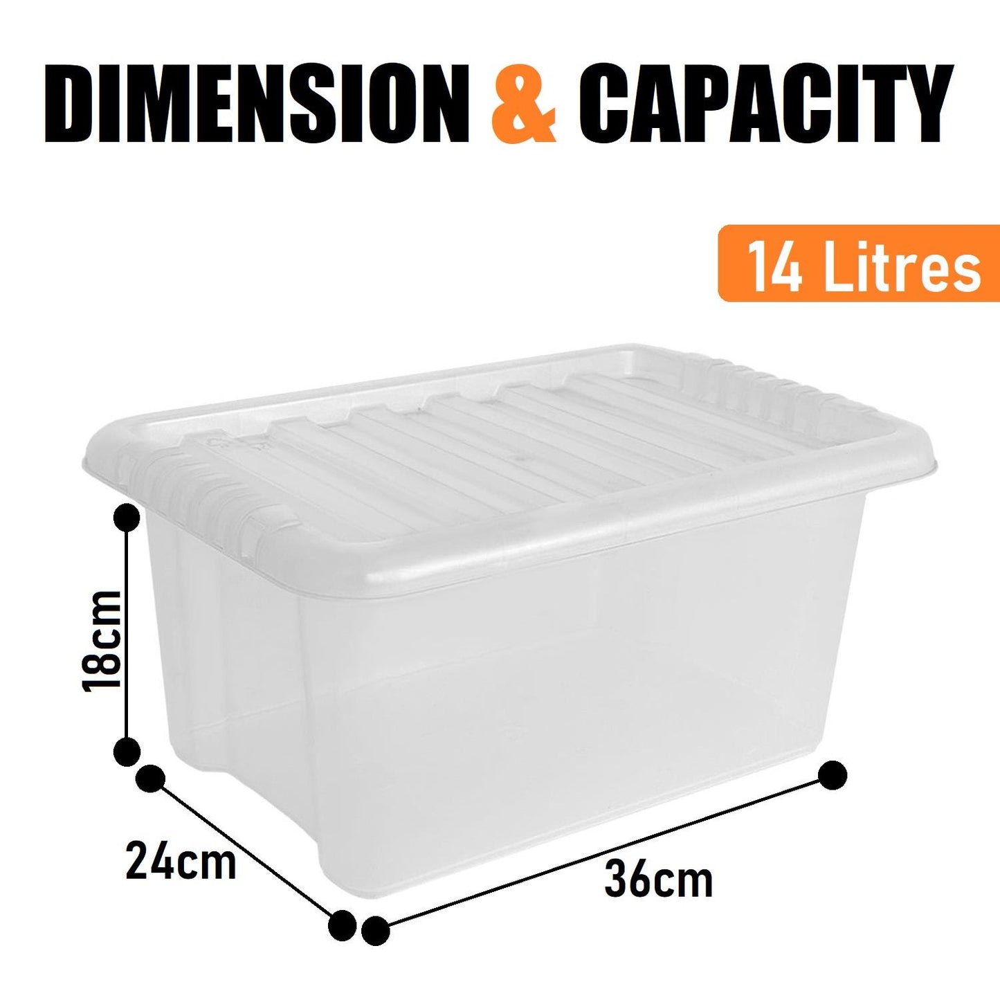 14L Storage Box & Clear Lid