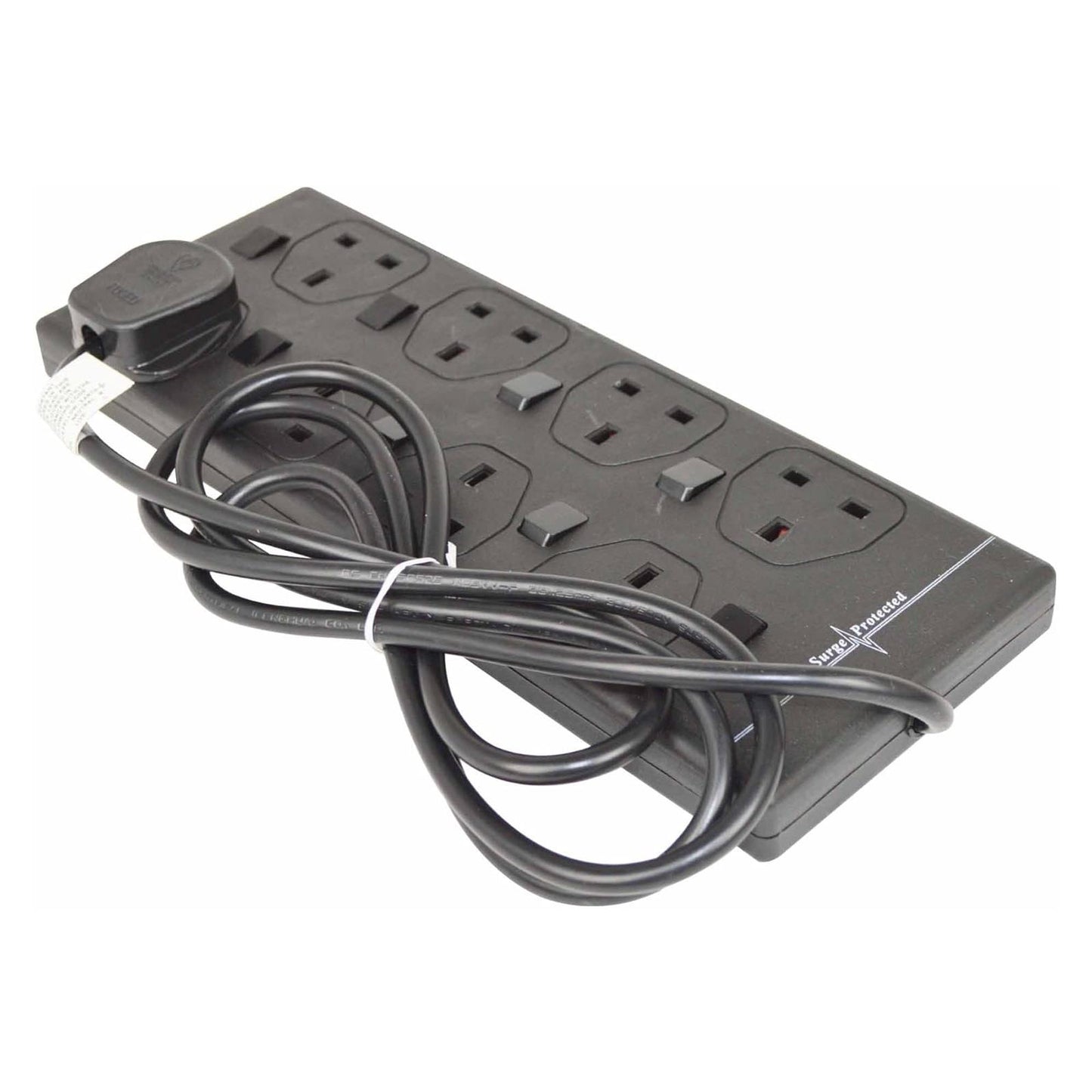 8 way 2 Mtr Extension Socket Individually Switched Black Status