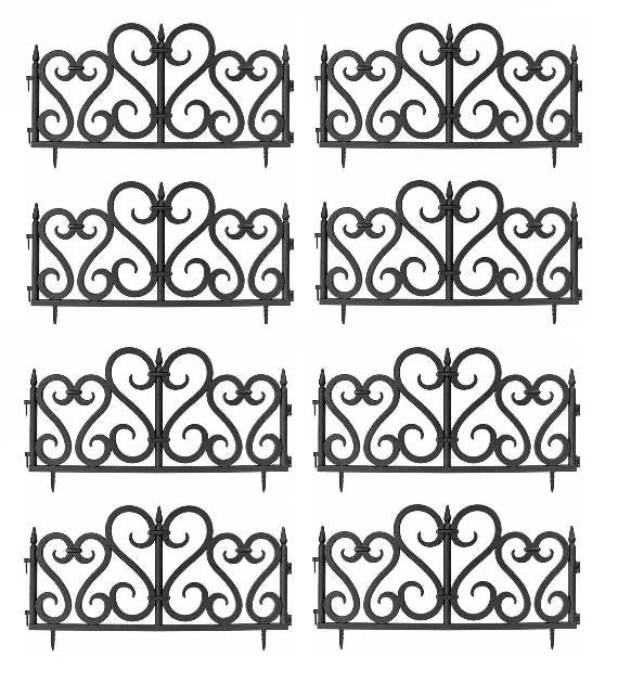 8Pk Garden Design Fence Set (Black)