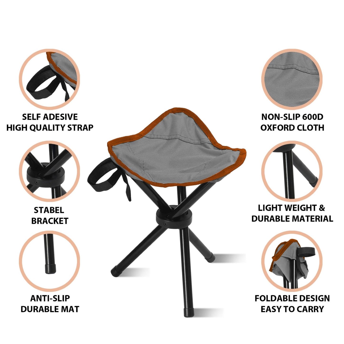 Grey Folding Stool (23x23x28)
