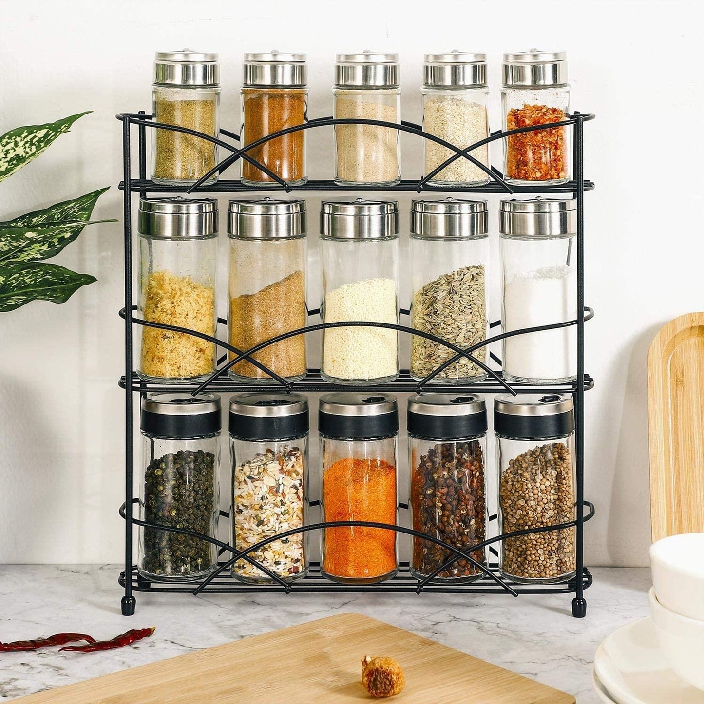 3 Shelf Jet Black Spice Rack