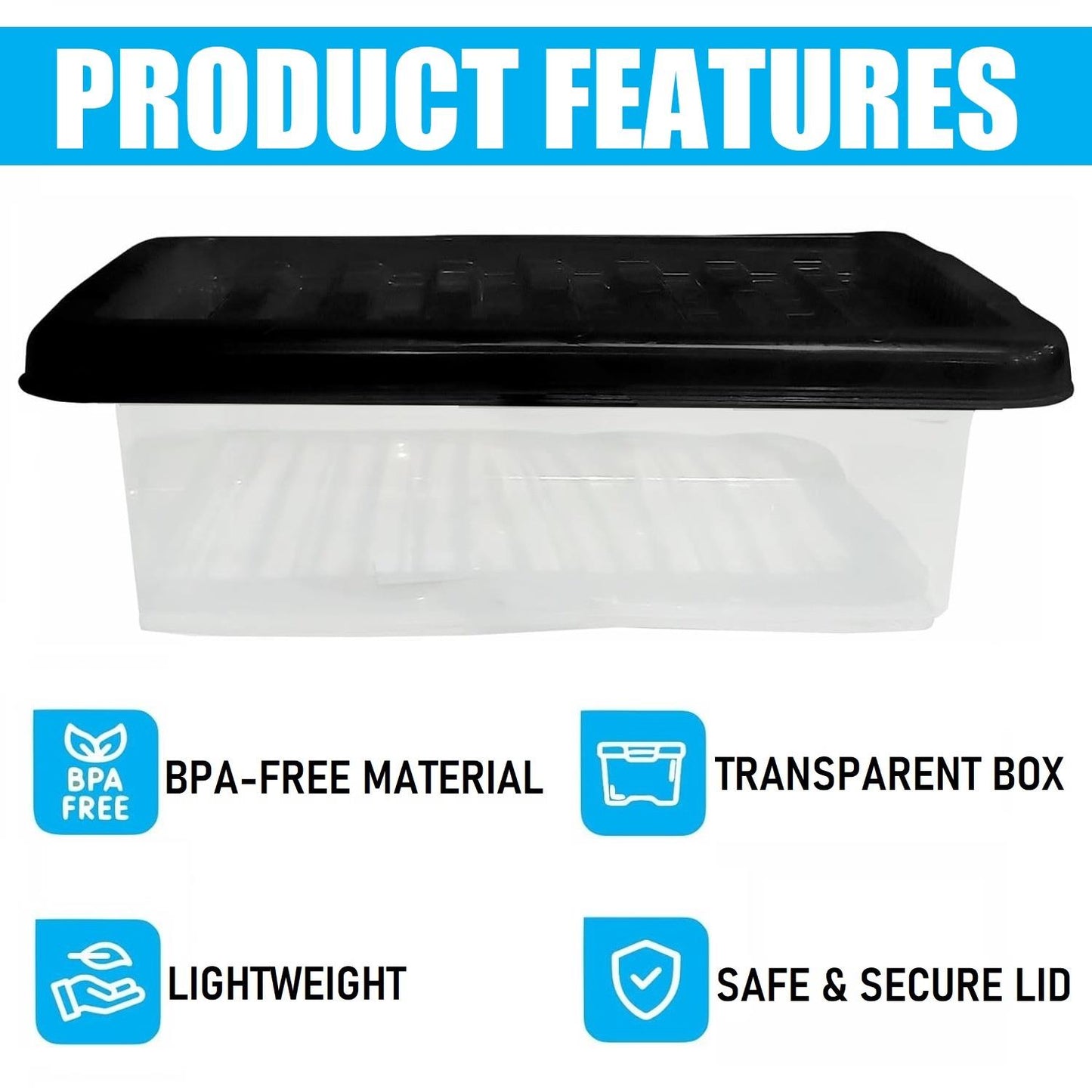6L Storage Box & Black Lid