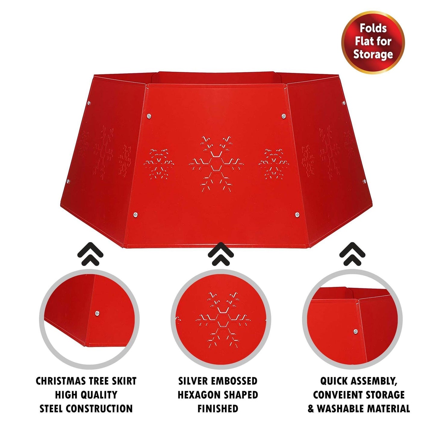 Hexagonal Metal Tree Skirt - Red