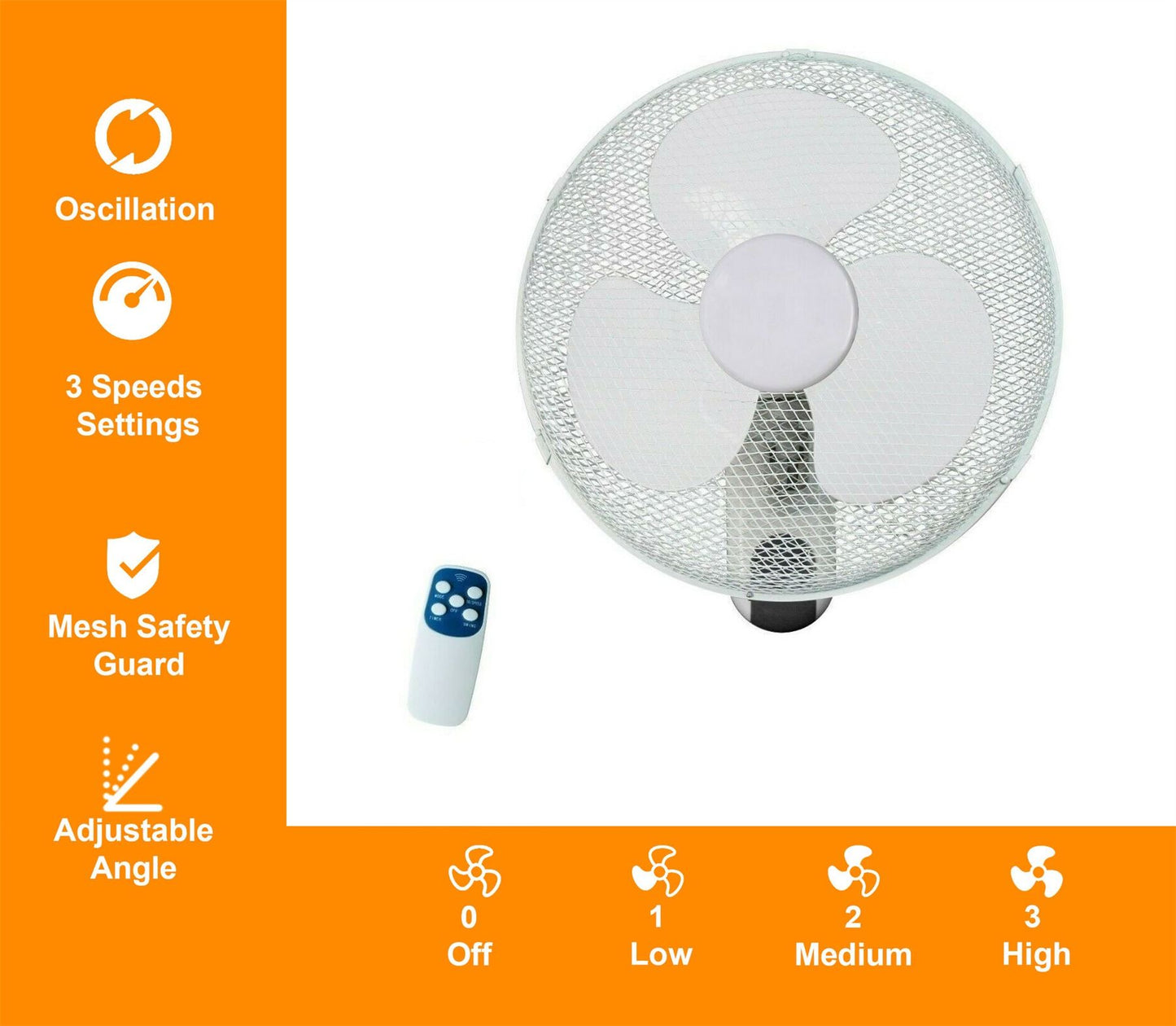 16" Wall Fan with Remote