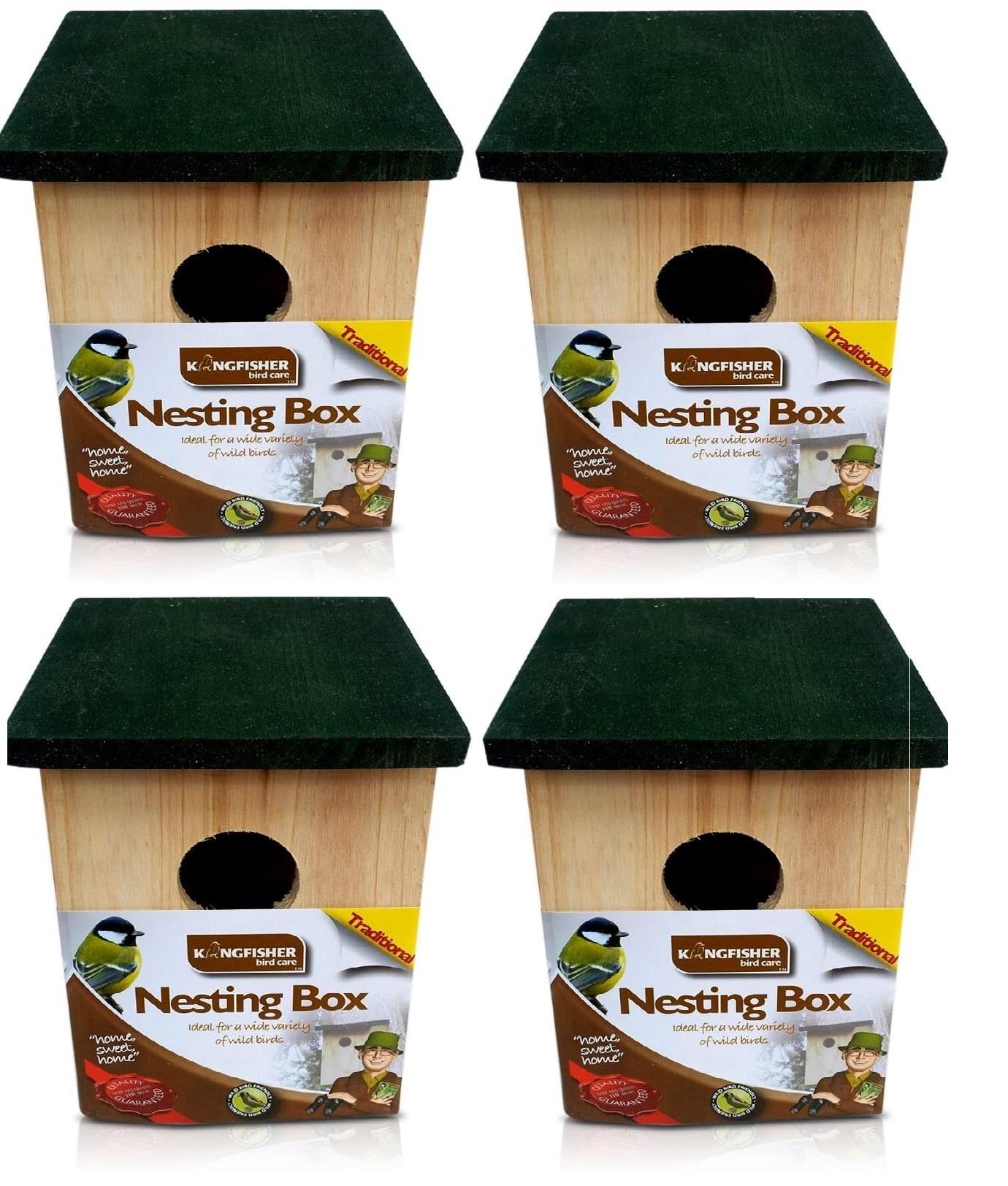 4 x Wooden Bird Nesting Box