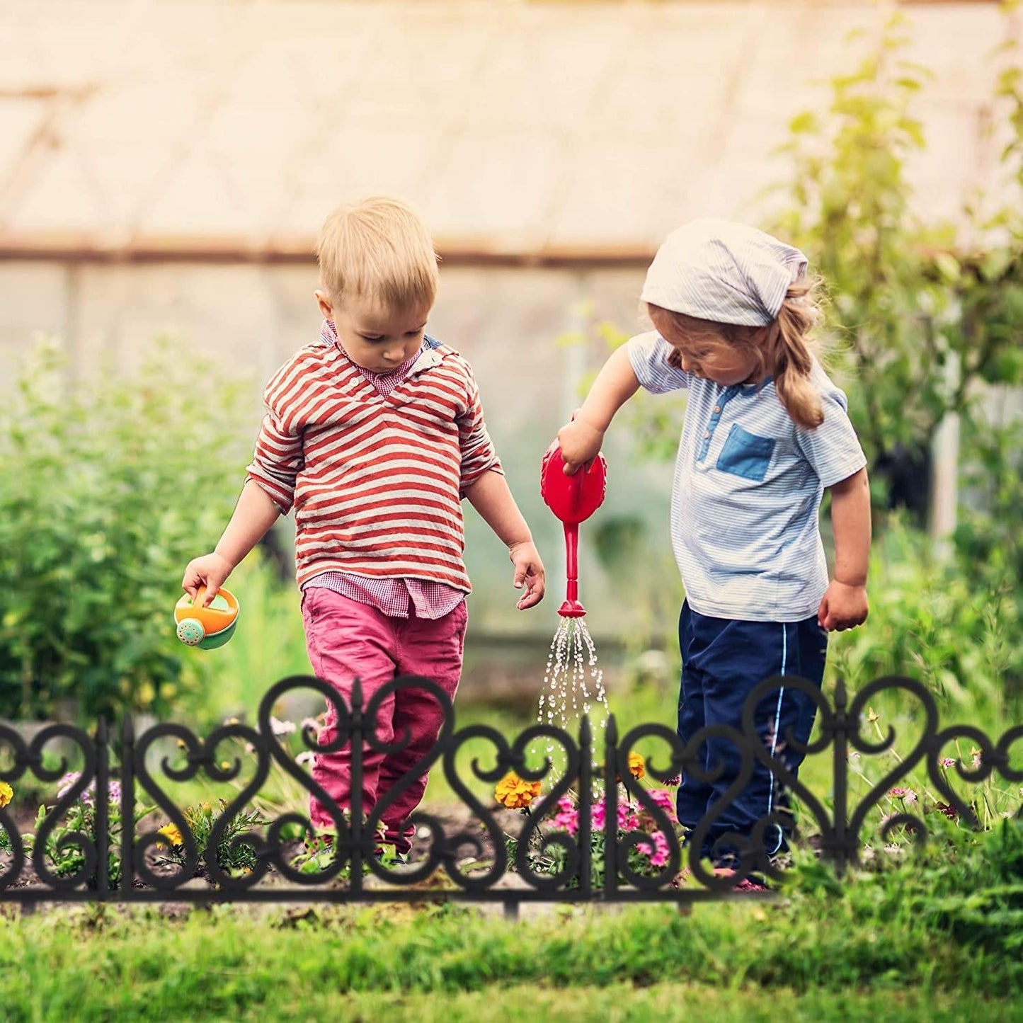 8Pk Garden Design Fence Set (Black)