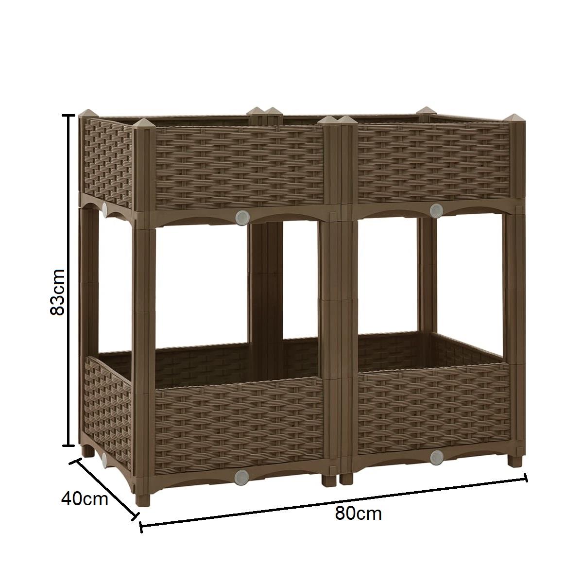 Two Tier 4 -Planter Rattan Effect Raised Deep Garden Bed
