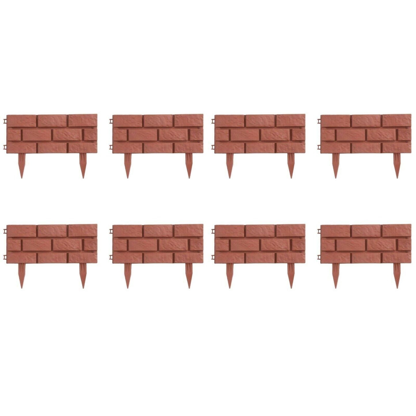 8Pk Brick Effect Garden Fence Set (Terracotta)