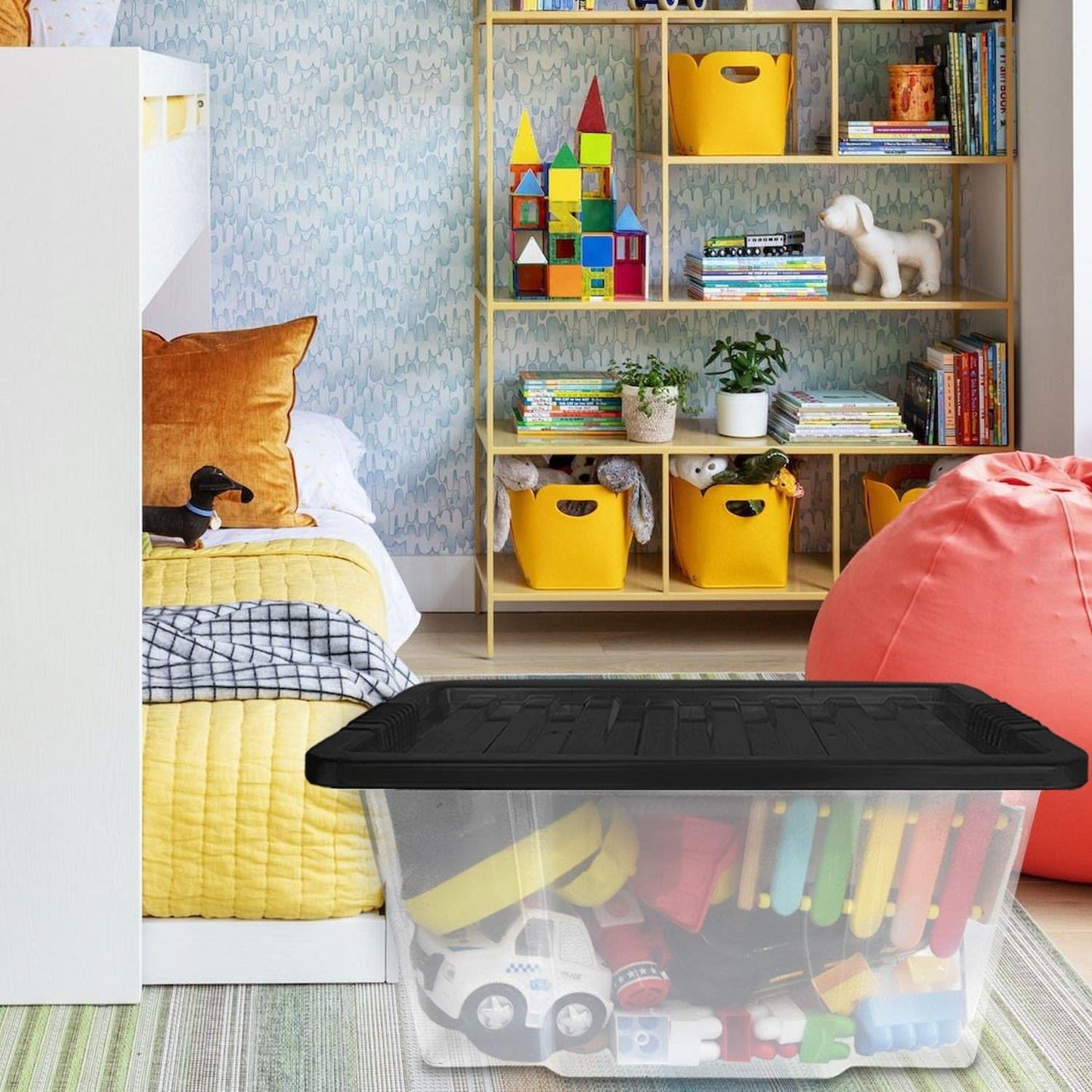 50L Storage Box & Black Lid