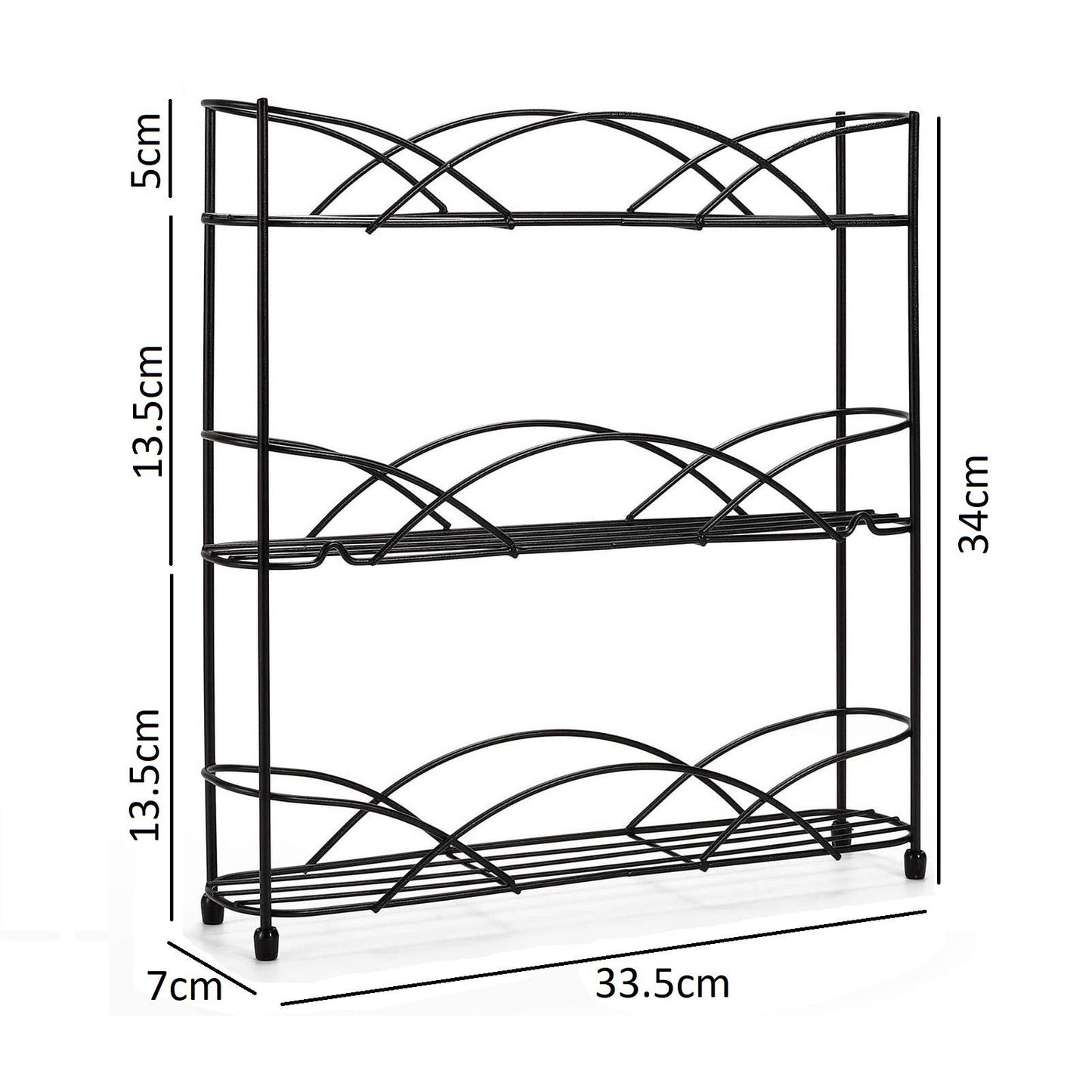3 Shelf Jet Black Spice Rack