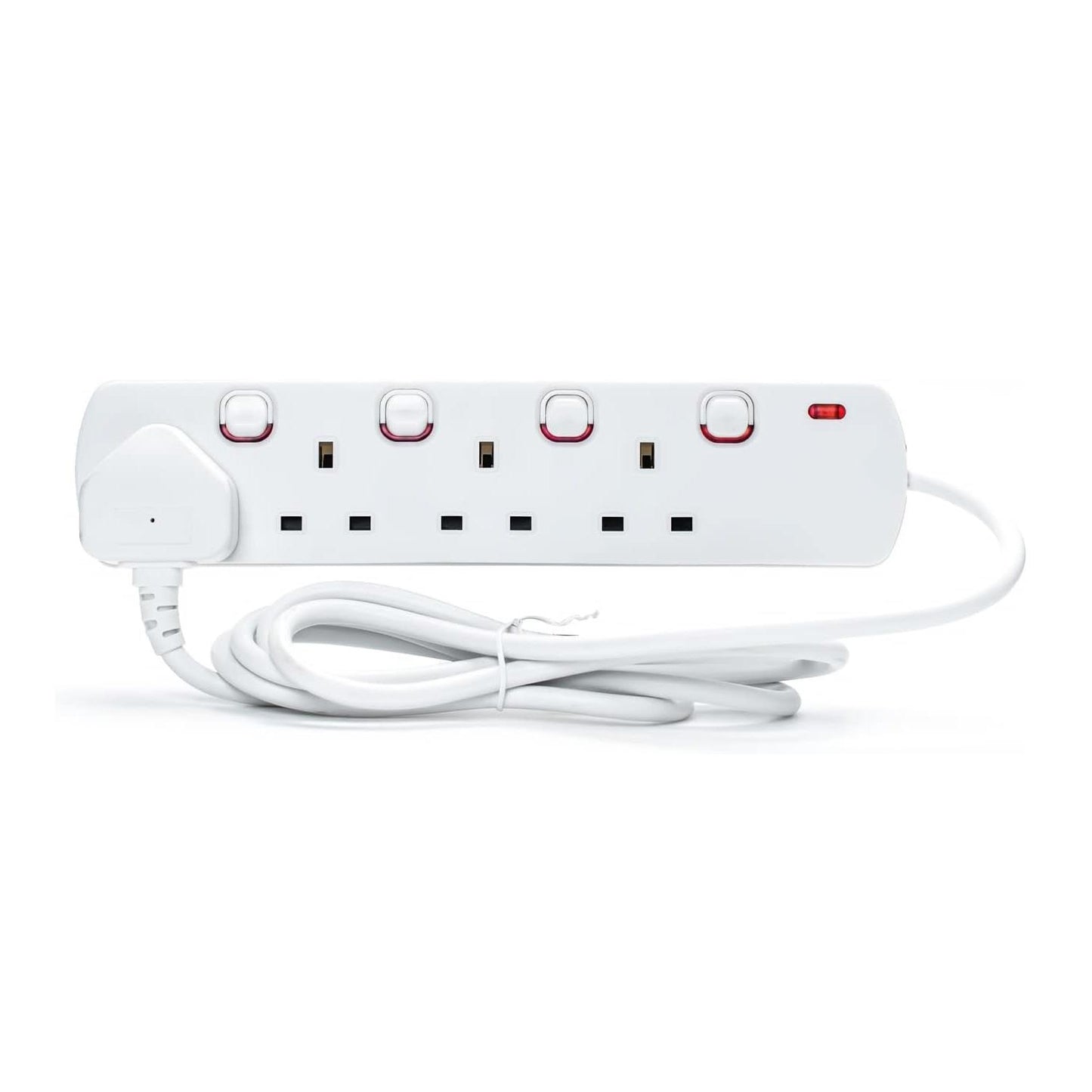 4 way 2 Mtr Extension Socket Individually Switched White