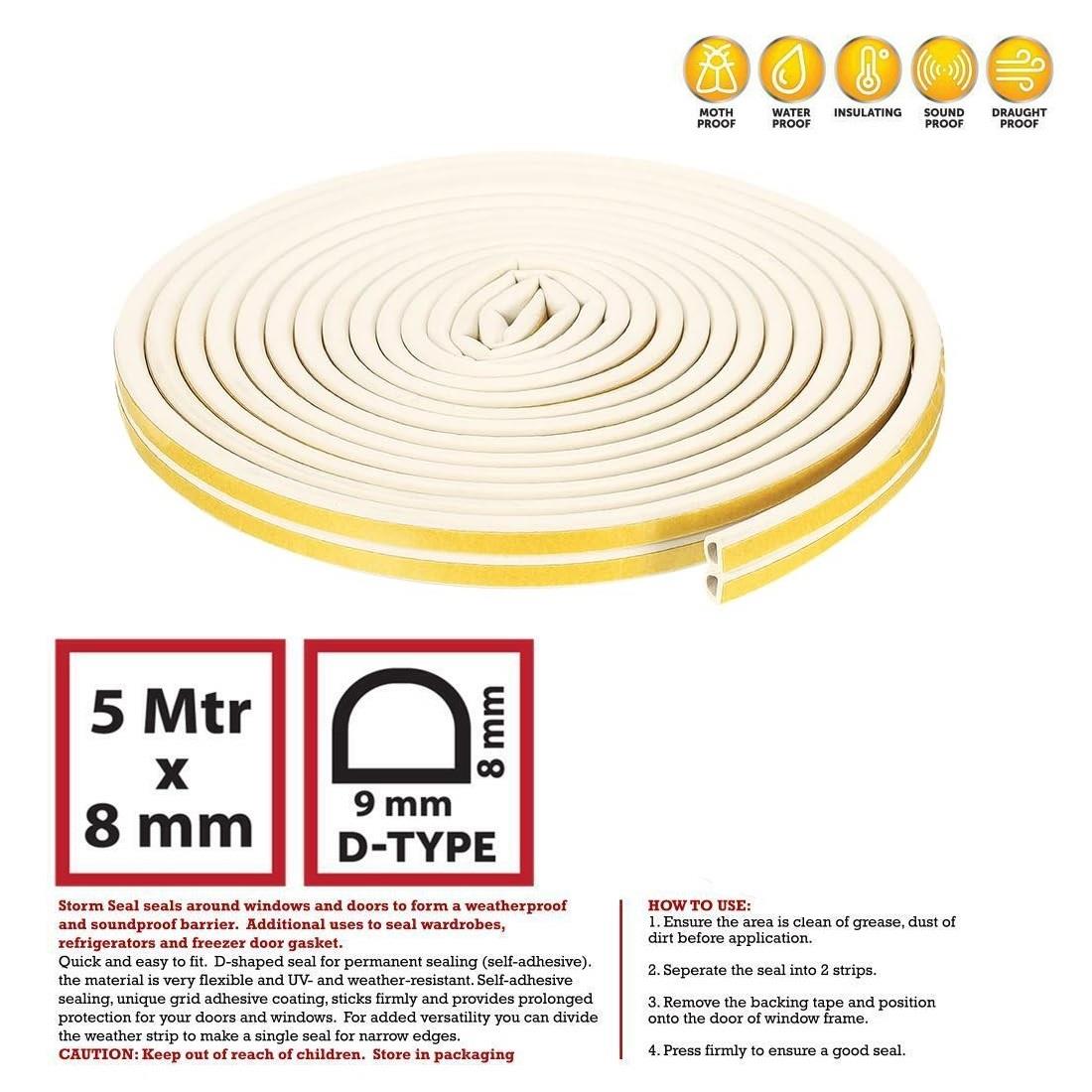 D Type Foam Seal Strip White