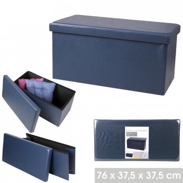 Kube - Pu Navy Blue Ottoman Bench