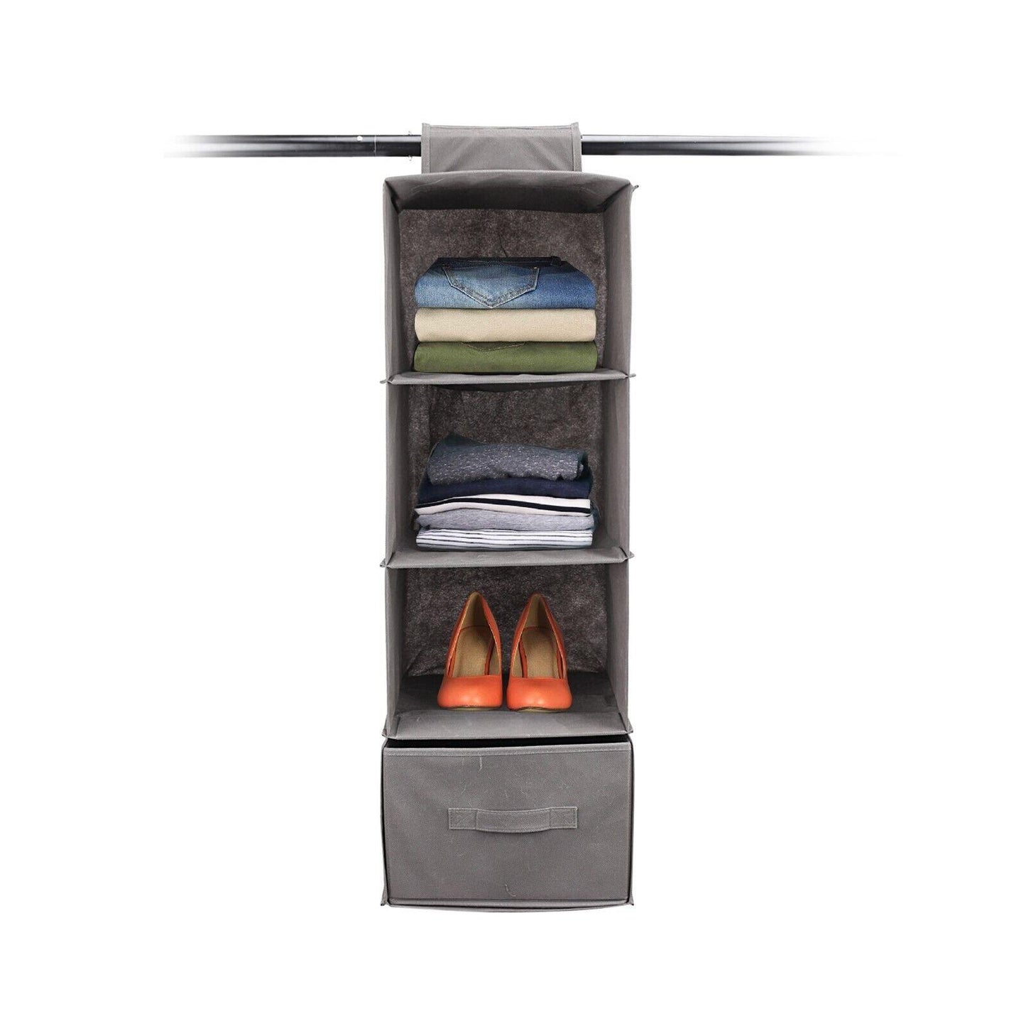 4 Shelf Wardrobe Organiser Hangers Storage