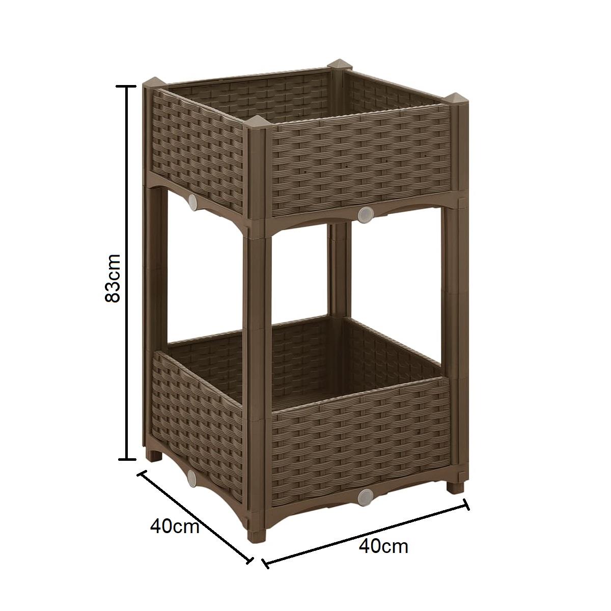 Two Tier Rattan Effect Raised Deep Garden Bed