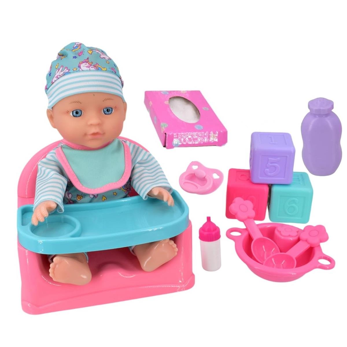 Baby Doll In Feeding Chair With Accessories