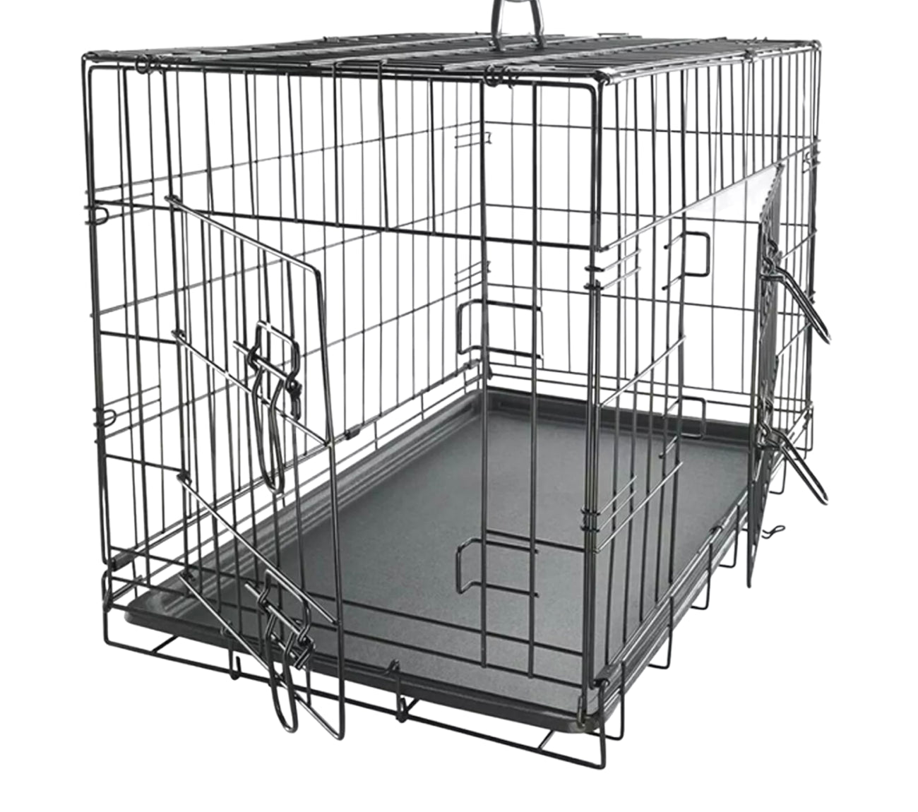30" Double Door Folding Metal Dog Crate