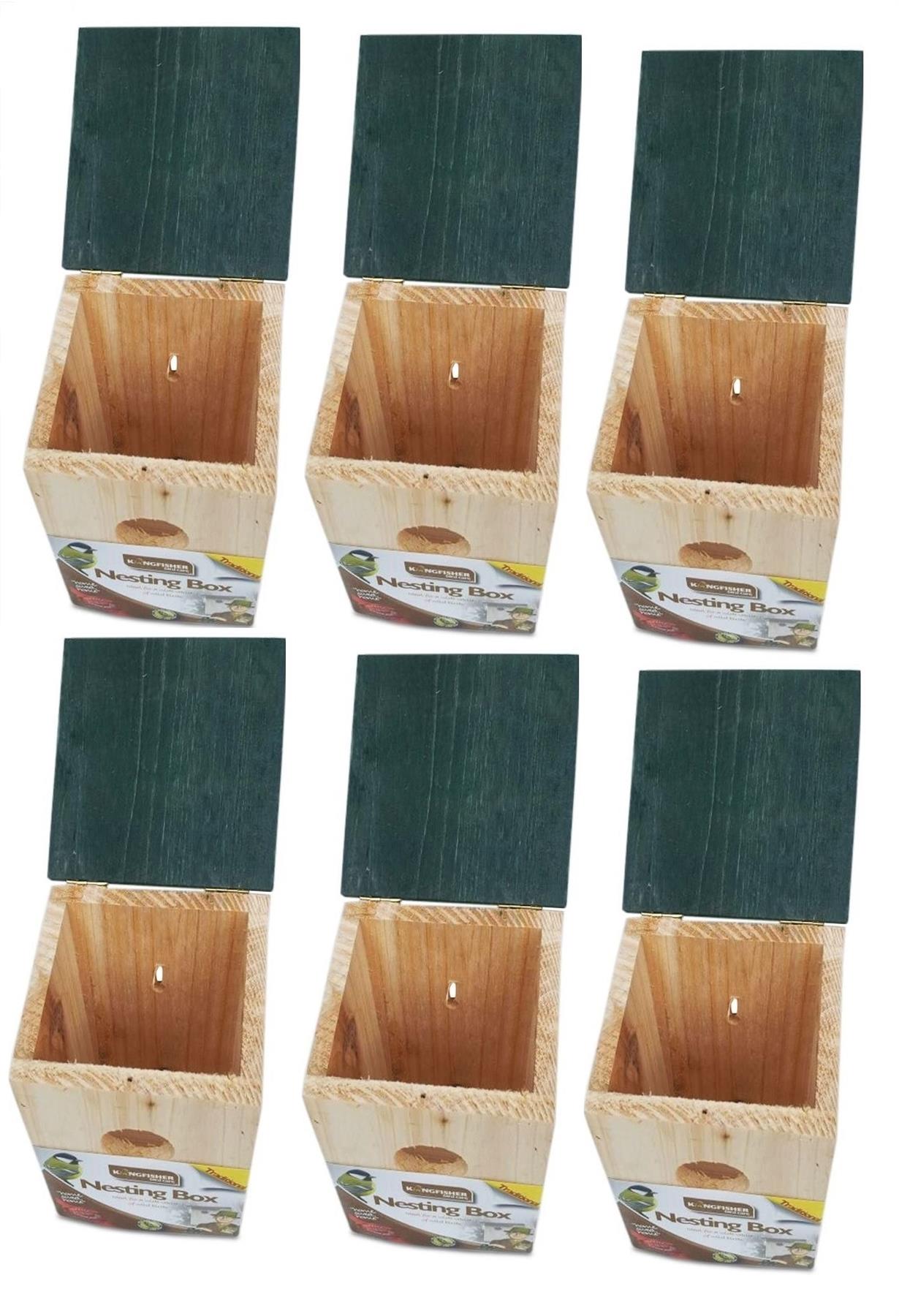 6 x Wooden Bird Nesting Box