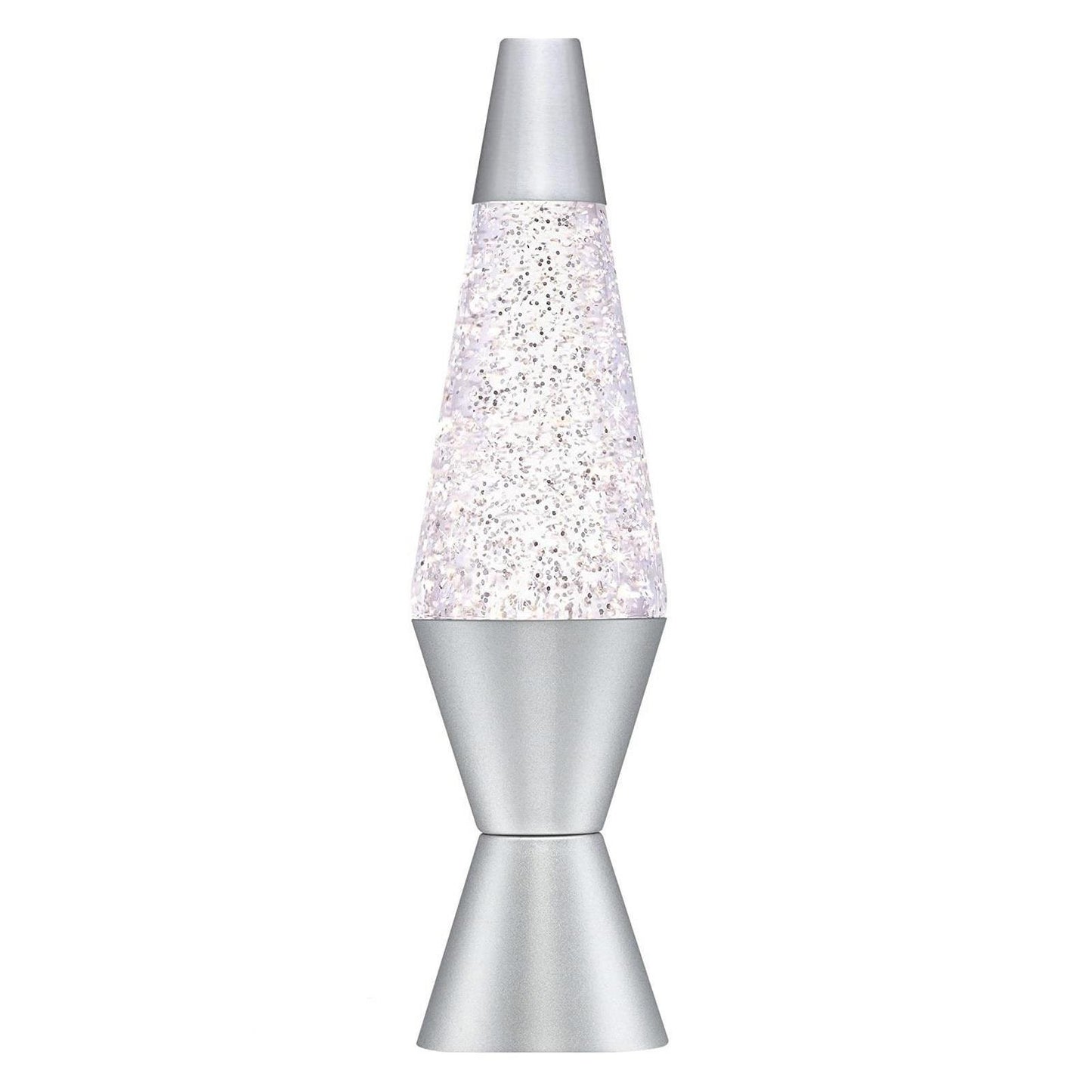 15" Glitter Lamp Silver Base Clear Water Silver Glitter