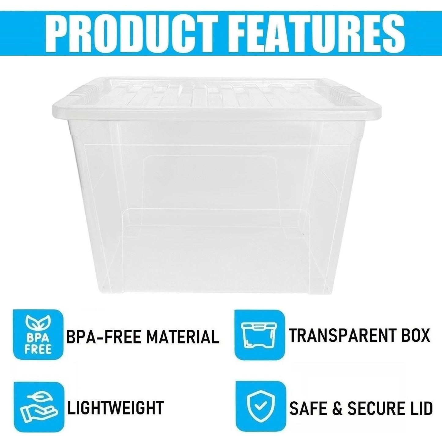 80L Storage Box & Clear Lid