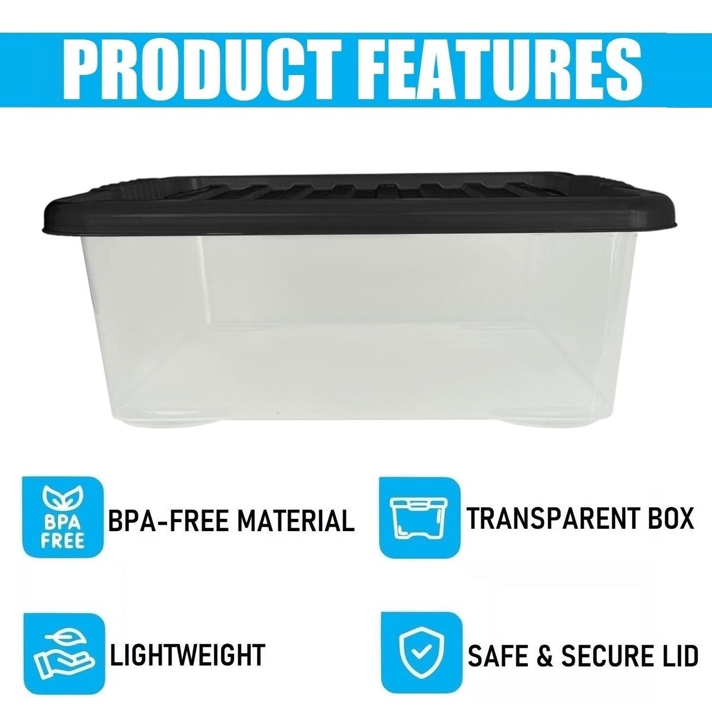 28L Under Bed Box & Black Lid