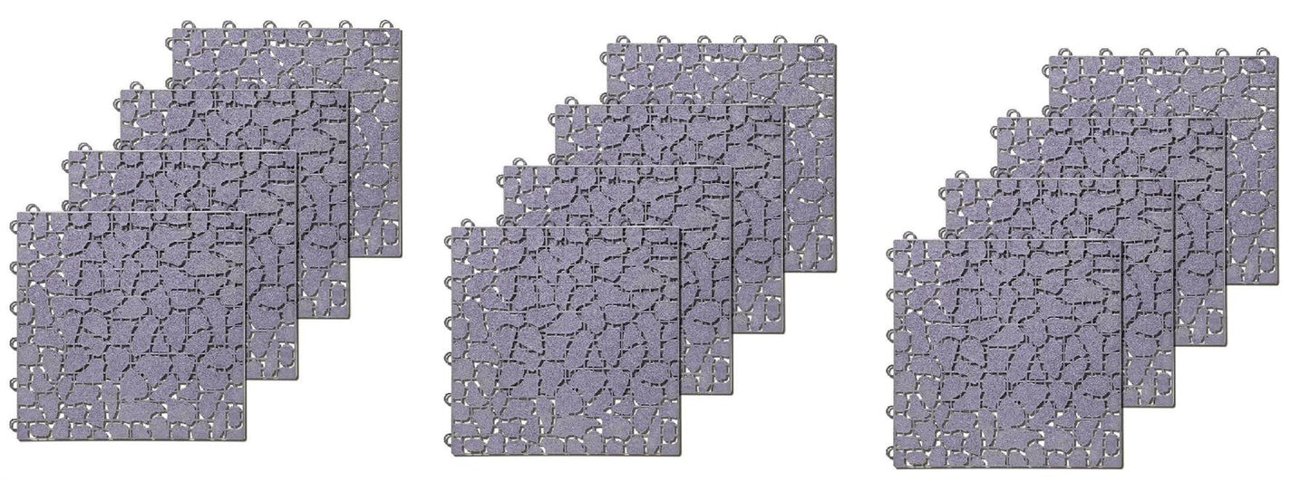 12Pk Garden Stone pattern Slabs (Grey)