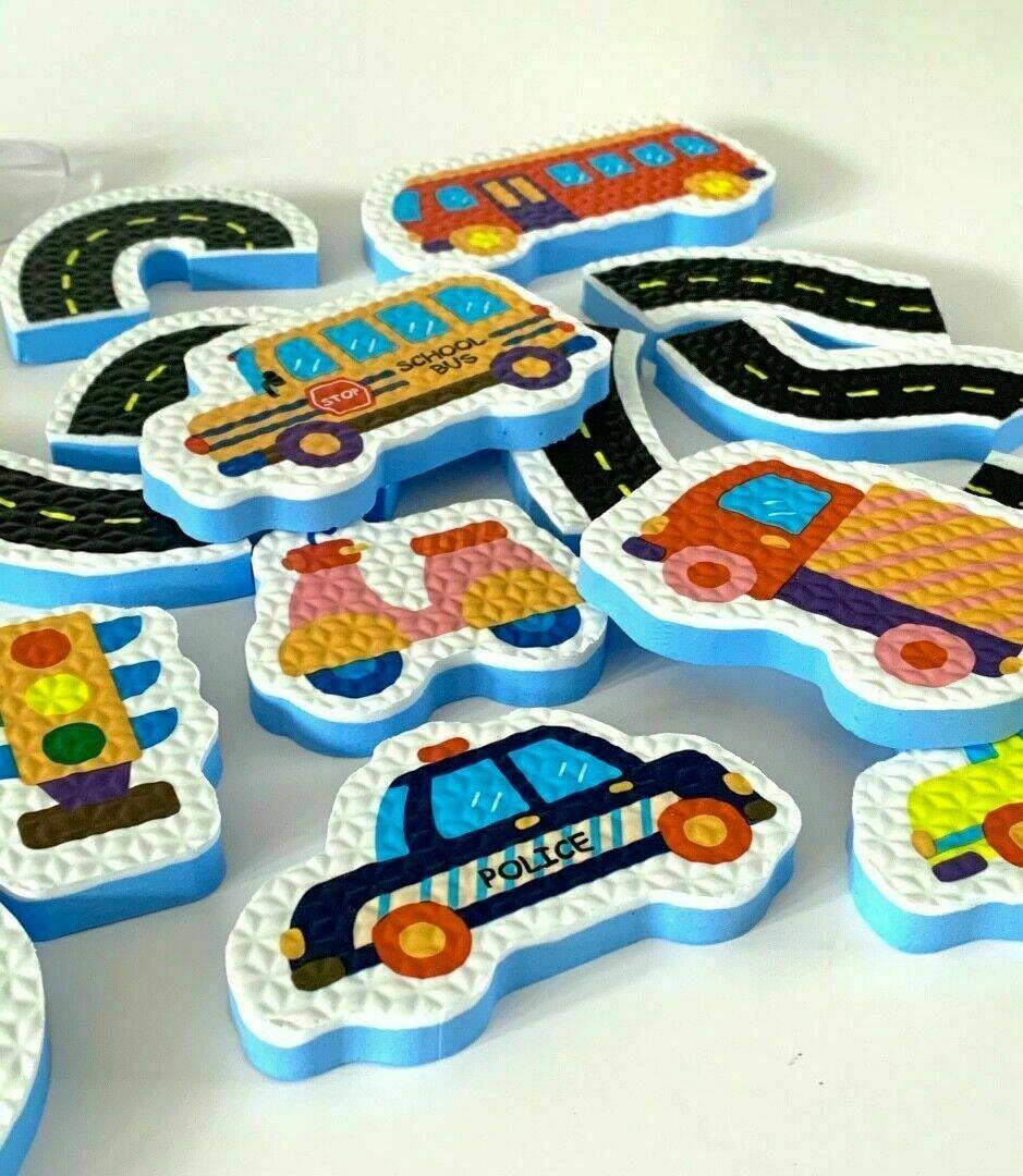 16pc Eva Bath Toys - Vehicles - Hanging Net Bag