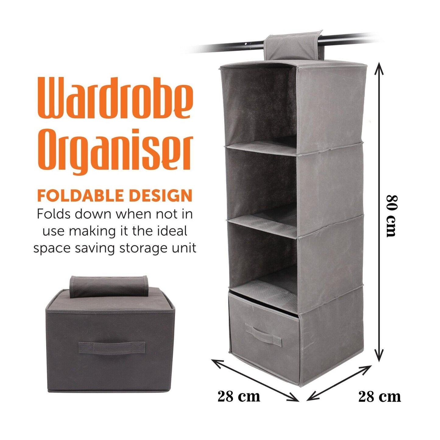 4 Shelf Wardrobe Organiser Hangers Storage