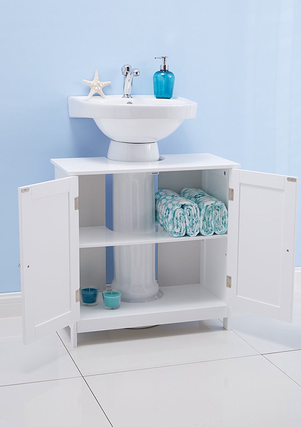 White Under Sink Cabinet.