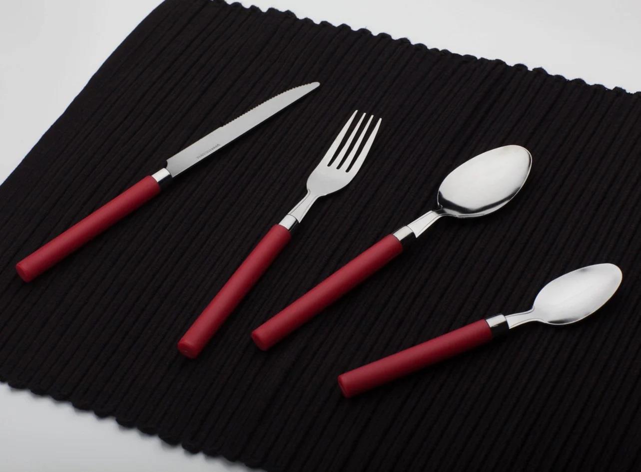 16pc Red Handle Cutlery Set