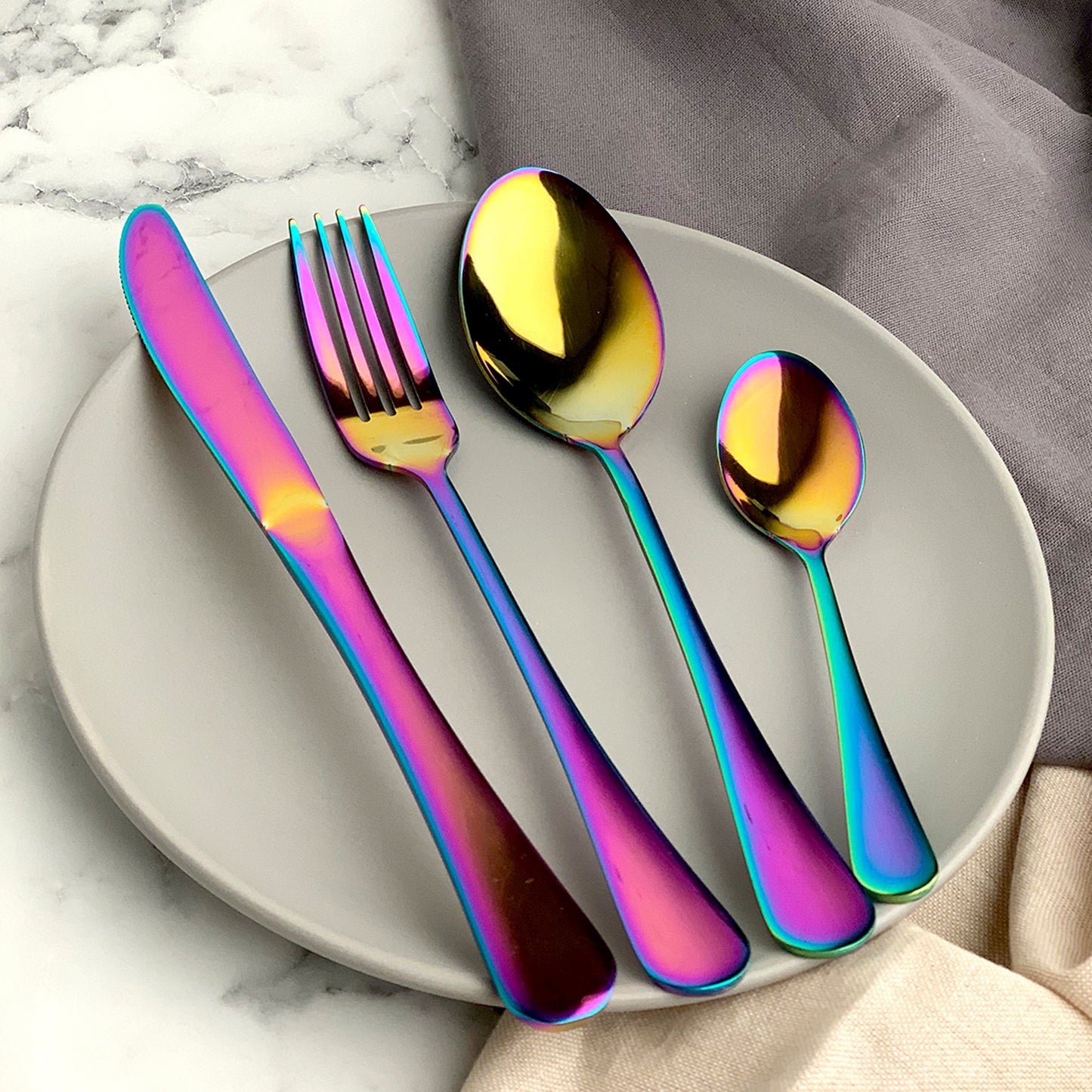 16pc Iridescent Cutlery Set