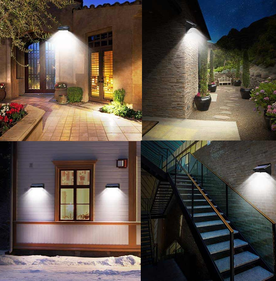 54 LEDS Solar Powered Wall Security Lights Pir Motion Sensor Garden Outdoor