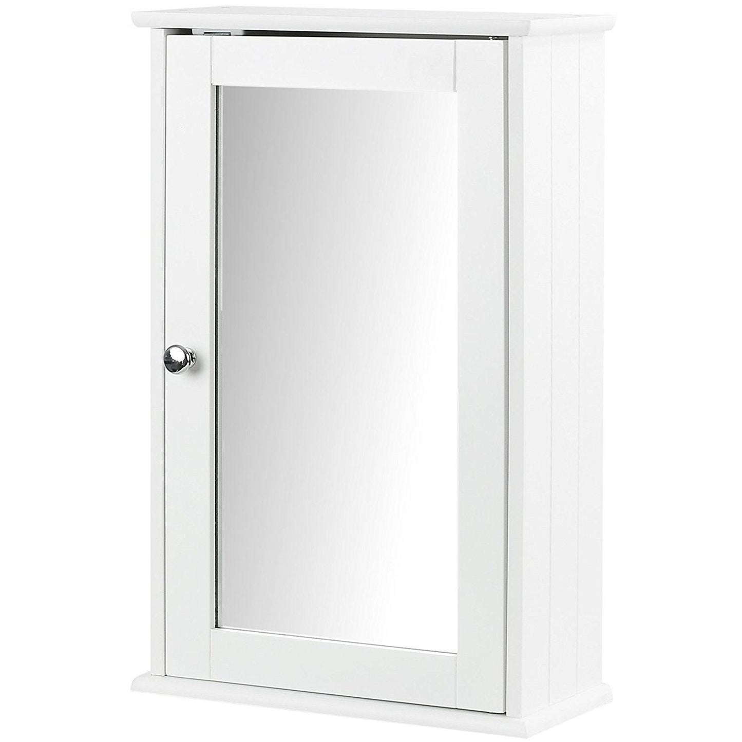 White -Single Mirror Cabinet With Shelf