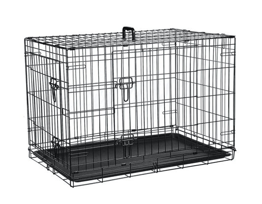 36" Double Door Folding Metal Dog Crate