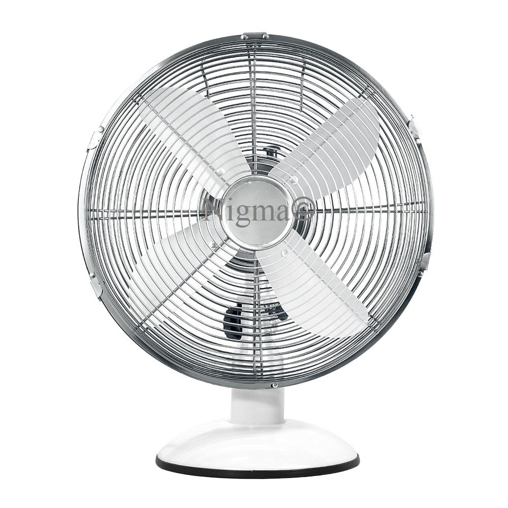 White 12" Table Fan Chrome