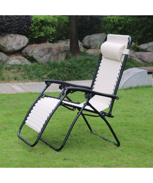 Textoline Reclining Chair - Beige/ White